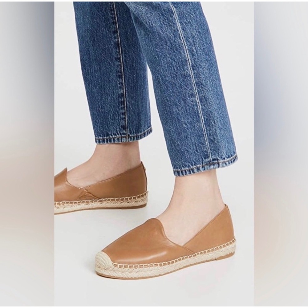 Sam Edelman Kesia Leather Espadrille Flats Saddle Tan Brown 8M